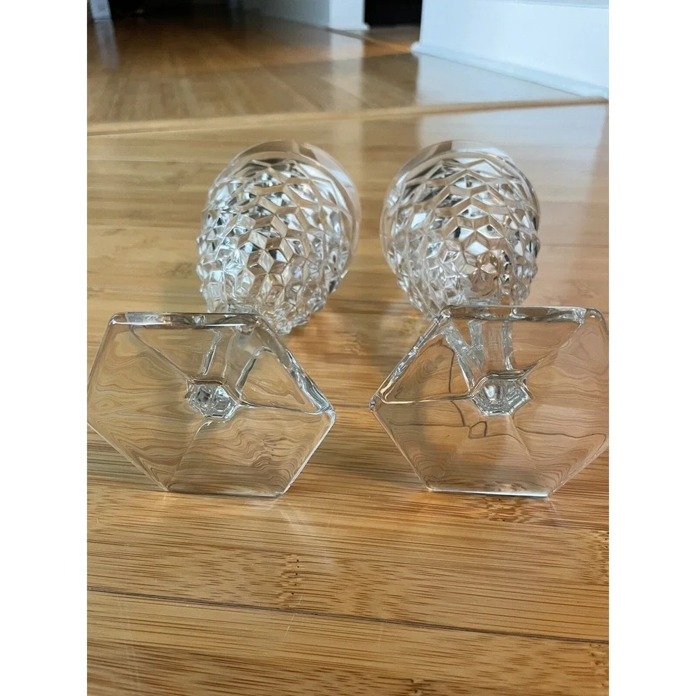 Set of 2 Vintage Fostoria‎ American Water Goblets Clear Glasses Hex Foot 6-7/8